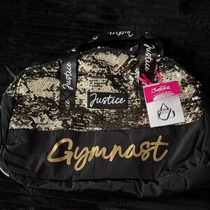 Justice Gold Sequin and Black Gymnast Duffle Bag
